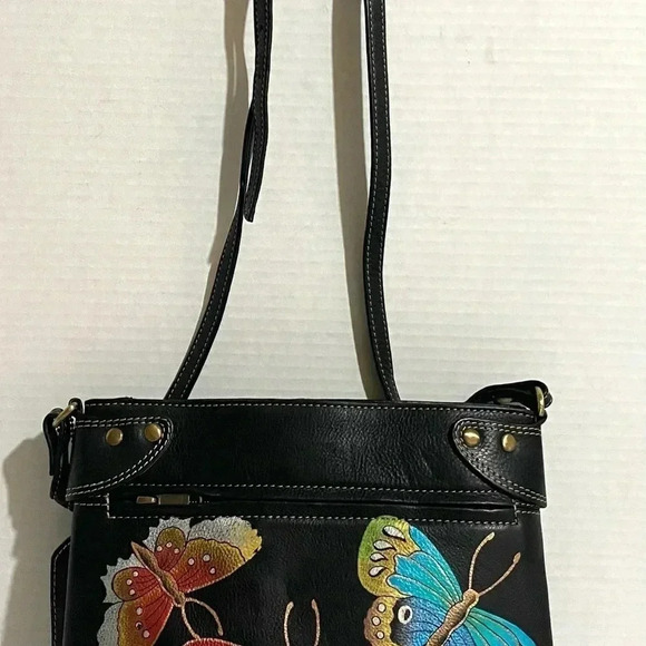 Anuschka hand painted multicolor leather crossbody handbag - Picture 6 of 9